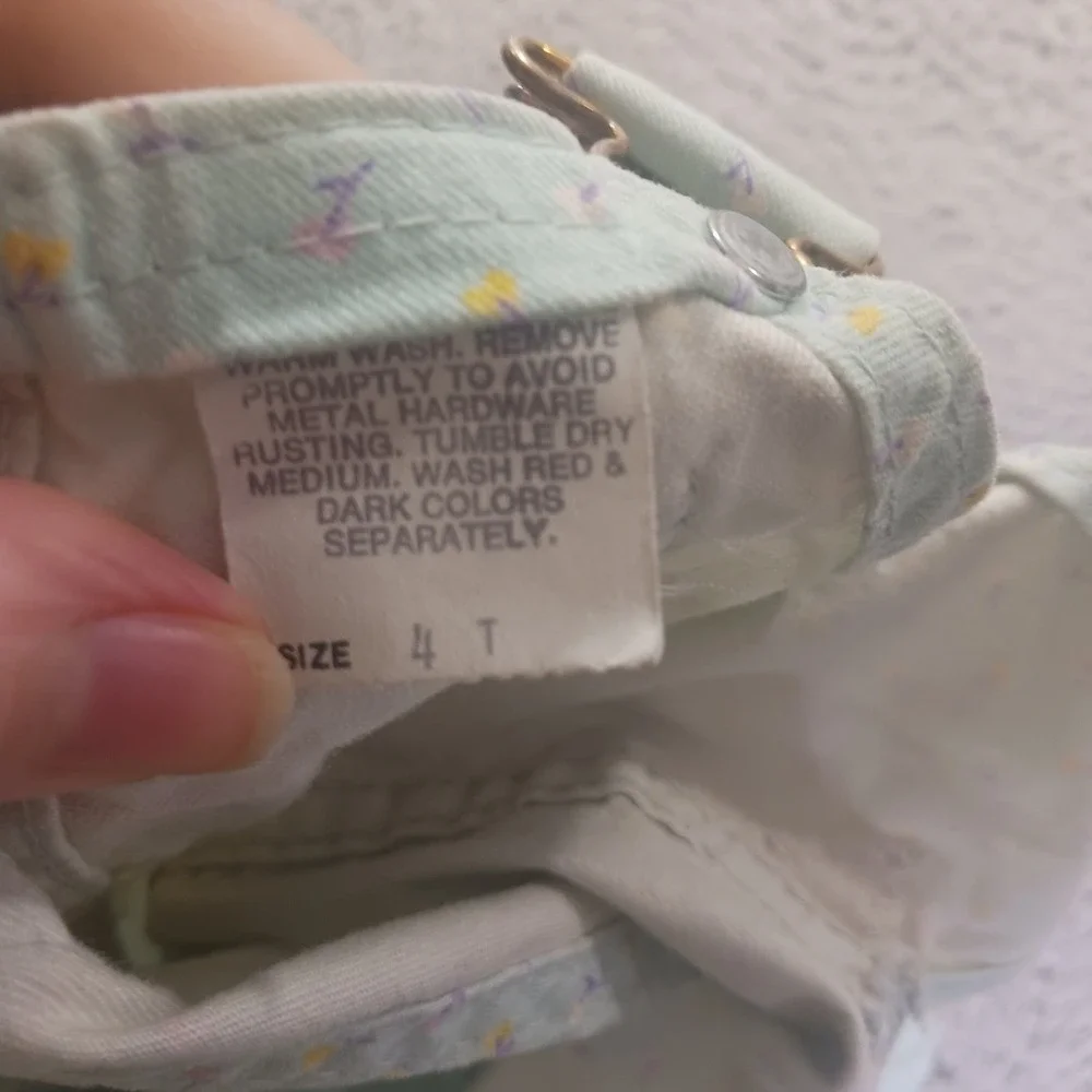 OshKosh Floral Overalls 899-1293H3160 Girl 4T Vintage Mint Ditsy Cotton USA READ